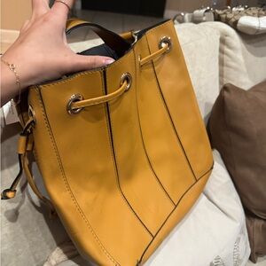 Yellow Leather Tote Bag